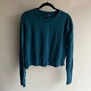 Sweaty Betty London Sweatshirt Cropped Sz 8 Teal Blue Long Sleeve EUC